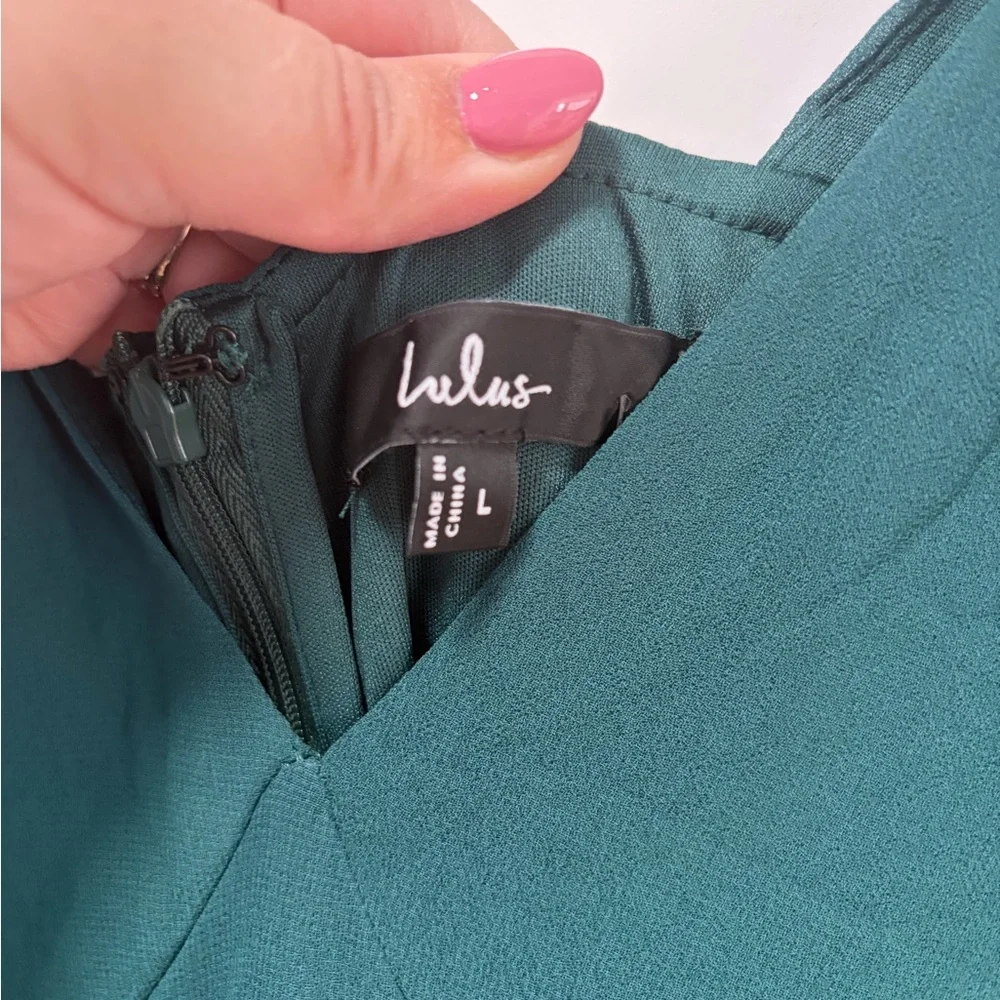 Lulus Tier Elegance NWT size Large Hunter Green Long Sleeve Tiered Maxi Dress - Picture 7 of 14